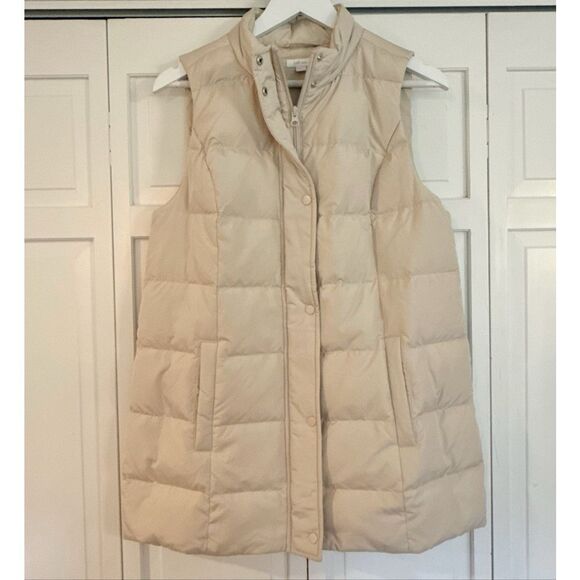 J.Jill Down Puffer Longline Vest taupe size small - Picture 3 of 10
